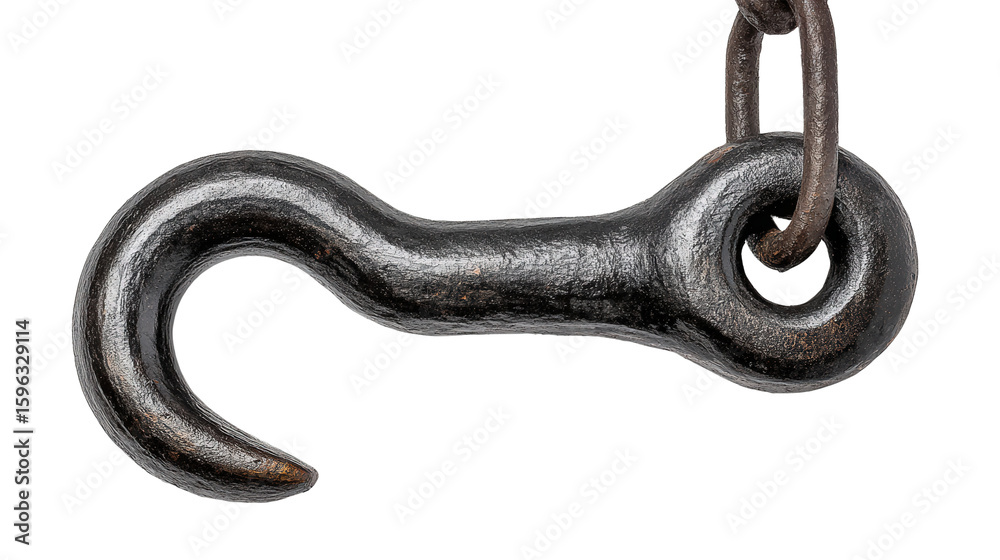 Obraz premium Construction Hook Icon: Icon of a construction hook, used for lifting heavy materials, isolated on a Transparent background, PNG file.