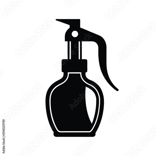 Simple Black and White Illustration of a Spray Bottle for Hair or Plants on White