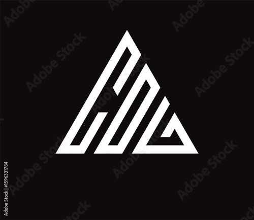Modern geometric logo design featuring stylized white letters 