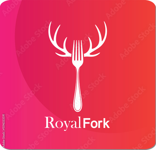 Deer fork logo design vector illustration.