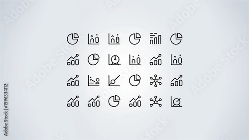 A set of 20 black and white line art icons arranged in a 5x4 grid, depicting various household appliances and electronics.