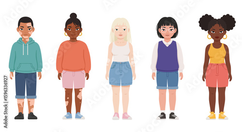 Diverse Human Faces and Skin Conditions Illustration Set
