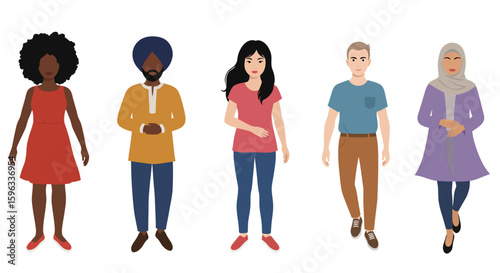 Diverse Cultural and Ethnic People Illustration Set