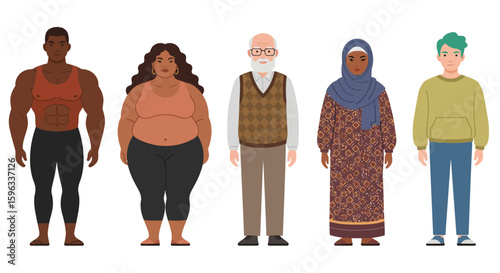 Multi-Generational and Ethnic Characters Flat Design