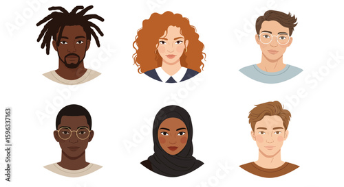 Inclusive Representation of Different People Portraits Vector
