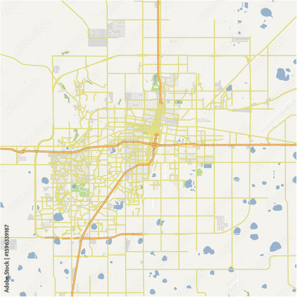 Fototapeta premium Map of Amarillo in Texas in a normal road map style. Contains layered vector with roads water, parks, etc.