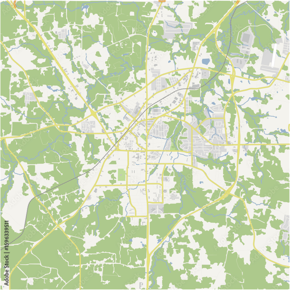 Fototapeta premium Map of kilgore in Texas in a normal road map style. Contains layered vector with roads water, parks, etc.