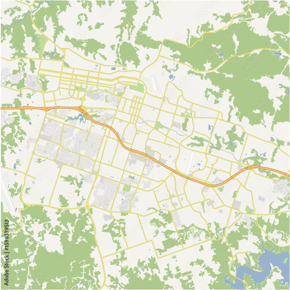 Fototapeta premium Map of Killeen in Texas in a normal road map style. Contains layered vector with roads water, parks, etc.