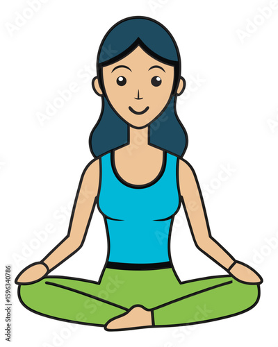 Illustration of woman practicing yoga meditation pose for wellness and relaxation exercise and calm mind