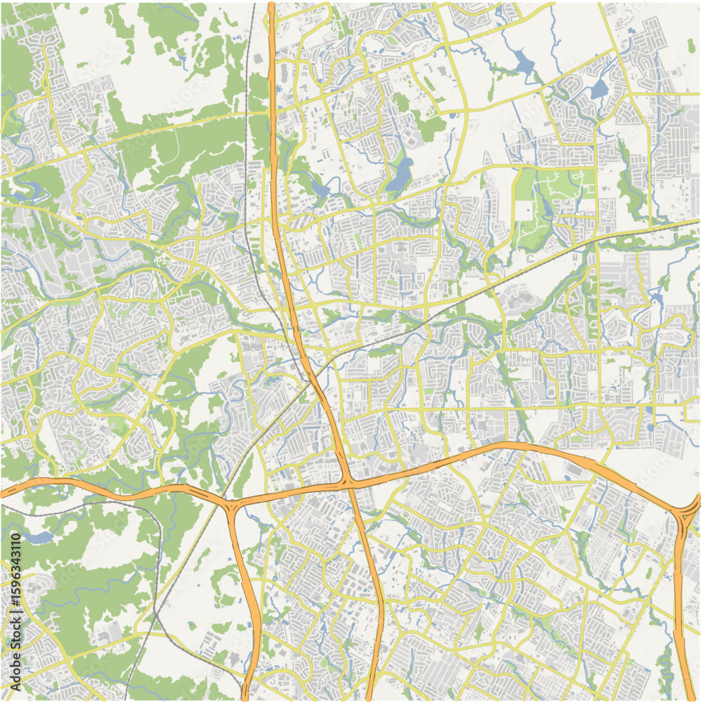 Fototapeta premium Map of Round Rock in Texas in a normal road map style. Contains layered vector with roads water, parks, etc.