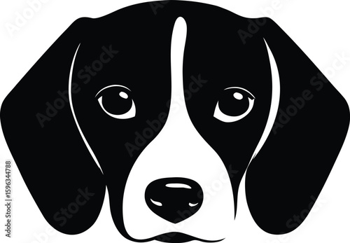 Beagle head silhouette with floppy ears, rounded muzzle, and expressive eyes for iconic hound breed profile