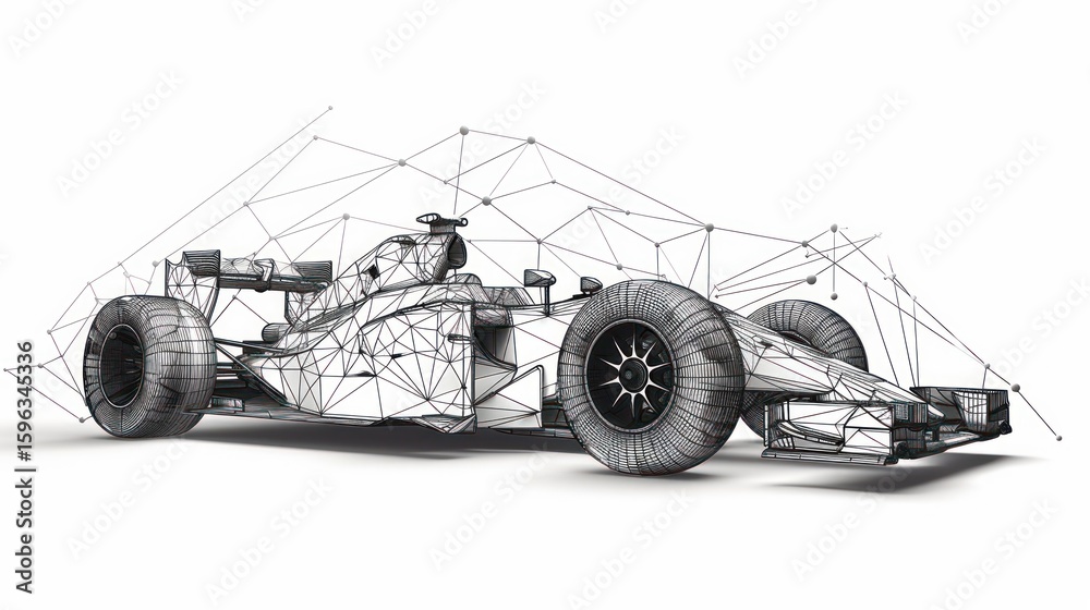 Fototapeta premium A wireframe illustration of a formula one race car.