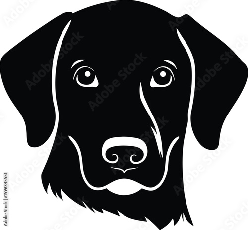 Labrador Retriever head silhouette with broad muzzle, floppy ears, and gentle eyes for iconic family dog profile