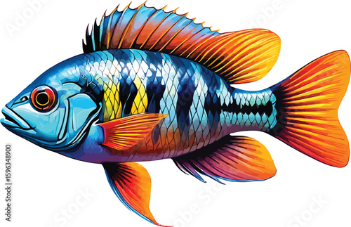 Cute cartoon a illustrator vector cichlid