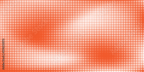 Yellow orange halftone pattern. Retro comic gradient background. Square pixilated dot cartoon texture. Pop art faded gradient pattern