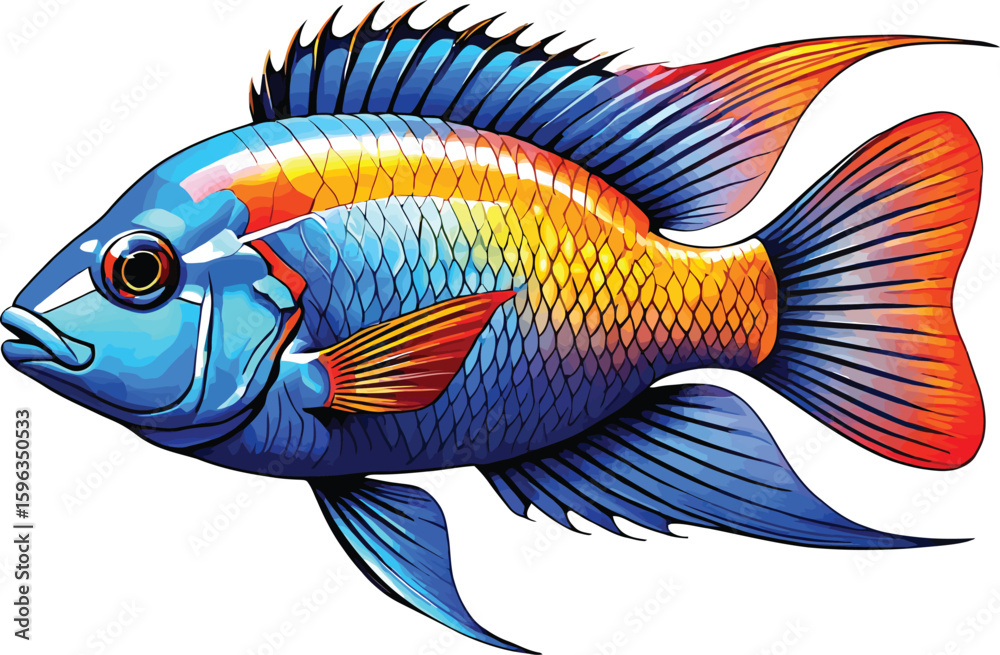 Fototapeta premium Cute cartoon a illustrator vector cichlid