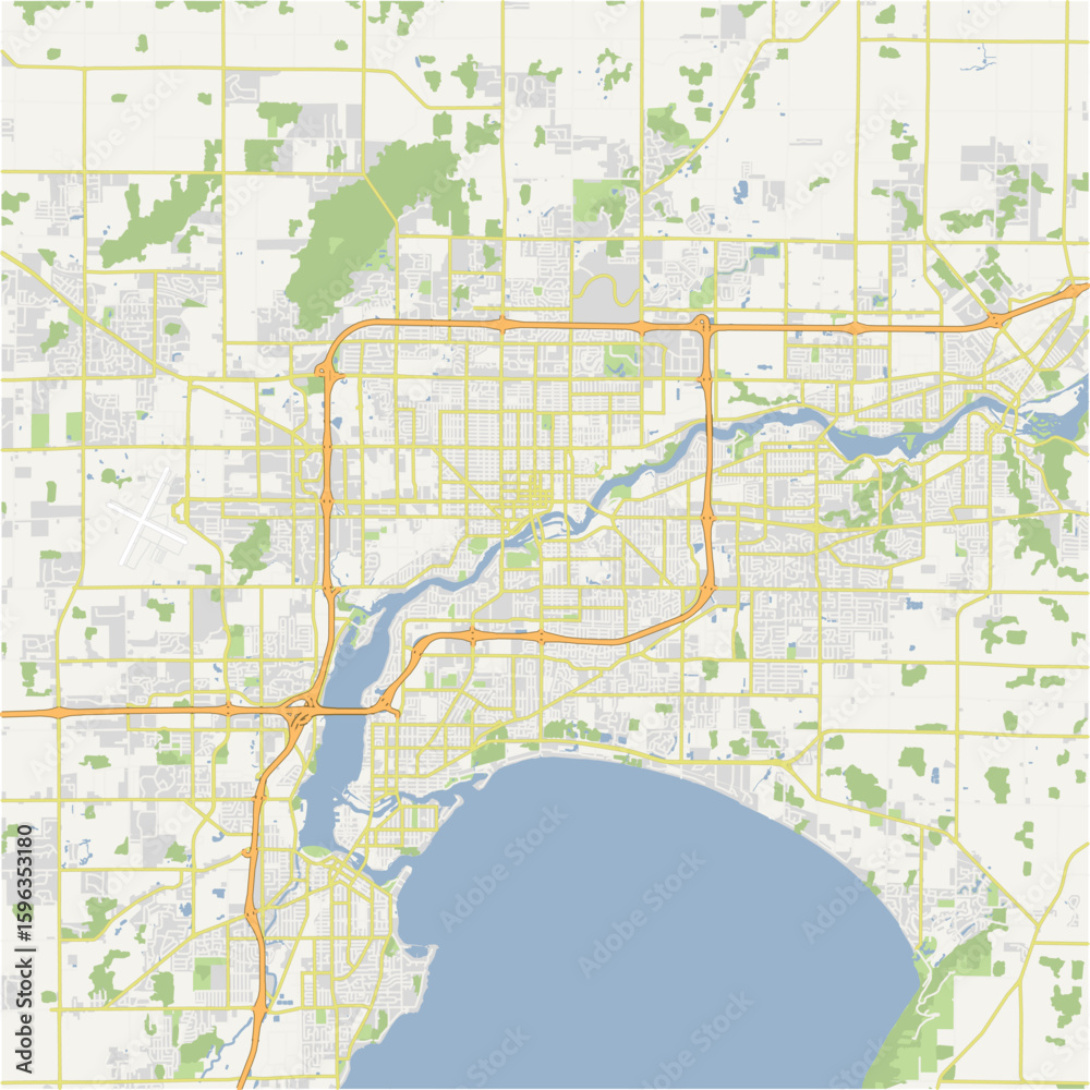 Naklejka premium Map of Appleton in Wisconsin in a normal road map style. Contains layered vector with roads water, parks, etc.