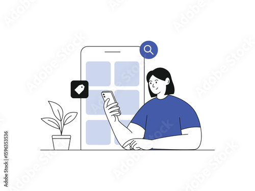 Woman browsing products on smartphone