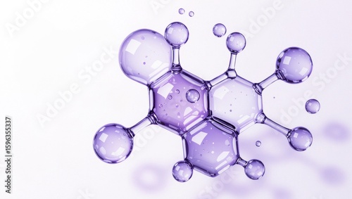 Glycolic acid molecule depicted in a clean, elegant style with a subtle lavender hue on a sterile white background, emphasizing its clinical and scientific appeal.