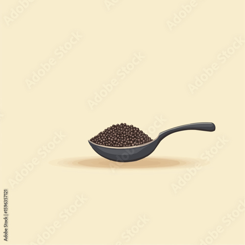 Сhia seeds in tablespoon on a pastel background in vector style  
