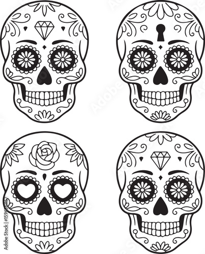 Ornate Sugar Skull Vector Art

Decorative Día de los Muertos Skull Design

Colorful Calavera Skull Illustration

Floral Sugar Skull Silhouette

Traditional Mexican Skull Festival Graphic