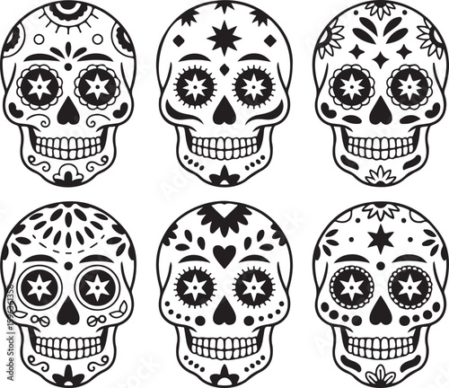 Ornate Sugar Skull Vector Art

Decorative Día de los Muertos Skull Design

Colorful Calavera Skull Illustration

Floral Sugar Skull Silhouette

Traditional Mexican Skull Festival Graphic