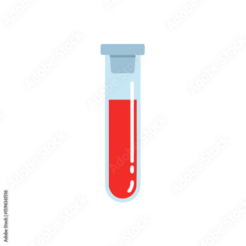 Vector illustration of blood test with vial medical style on white background, laboratory symbol