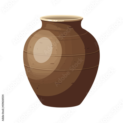 Vector illustration of chinese rice wine jar ceramic on white background, traditional container