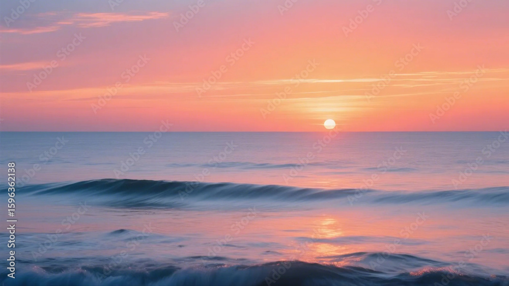 Fototapeta premium Vibrant Sunset Over Calm Ocean Water