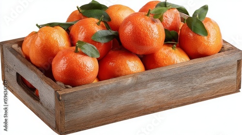 wooden crate with mandarins
