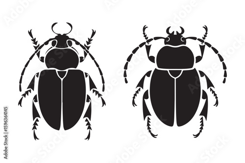 Collection of Detailed Beetle Insect Silhouettes - Perfect for Nature and Entomology Designs