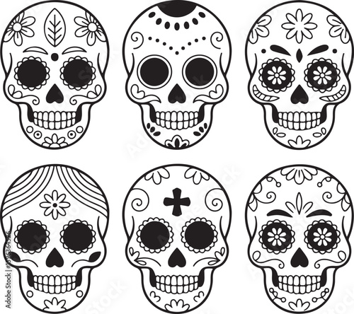 Ornate Sugar Skull Vector Art

Decorative Día de los Muertos Skull Design

Colorful Calavera Skull Illustration

Floral Sugar Skull Silhouette

Traditional Mexican Skull Festival Graphic