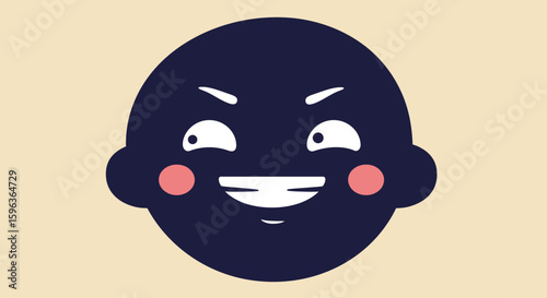 Smiling Cartoon Face with Mischievous Expression.