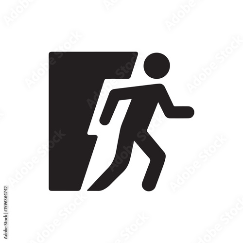 Emergency Exit Running Man Silhouette Icon - Essential for Safety and Evacuation Signs