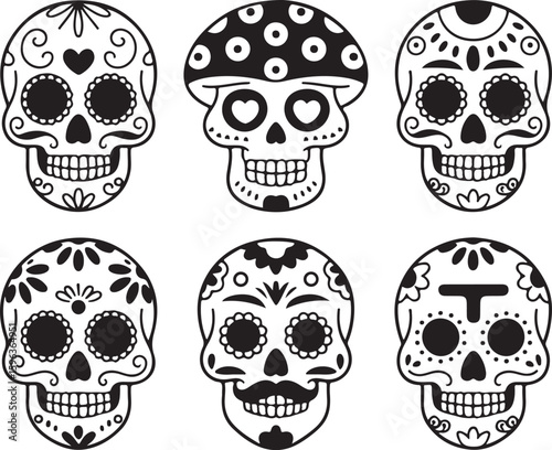 Ornate Sugar Skull Vector Art

Decorative Día de los Muertos Skull Design

Colorful Calavera Skull Illustration

Floral Sugar Skull Silhouette

Traditional Mexican Skull Festival Graphic