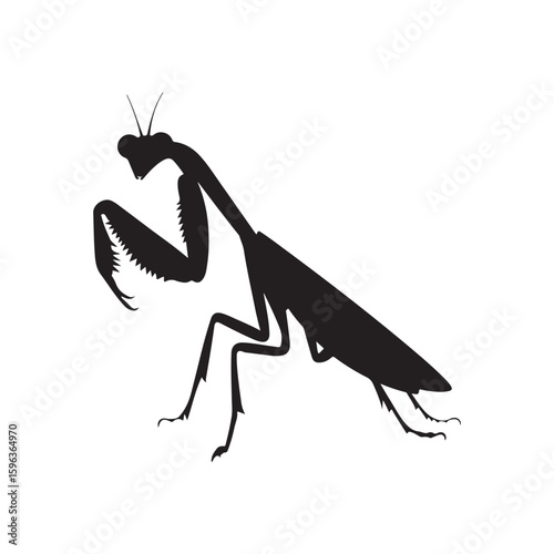 Praying Mantis Insect Silhouette Icon - Perfect for Nature and Wildlife Designs