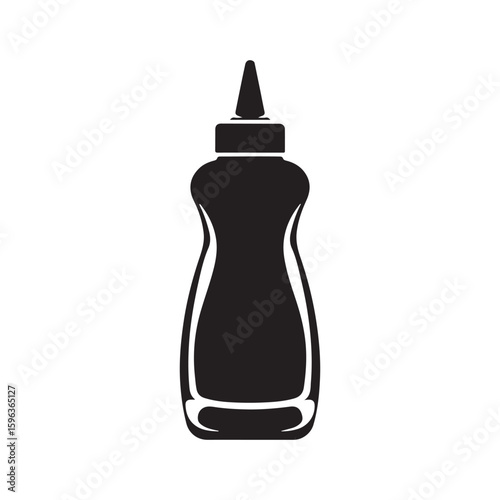 Mustard Bottle Silhouette Icon - Perfect for Hot Dogs and Condiment Themes