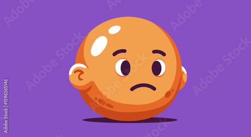 Cartoon Orange Head with Sad Expression.