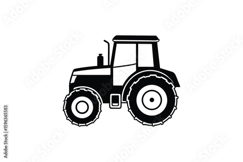 Agricultural Tractor Silhouette A Striking Black and White Vector Illustration of Farm Equipment for Farming and Rural Themes Modern Design silhouette