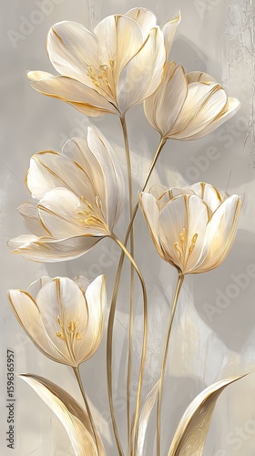 Elegant White And Gold Tulips