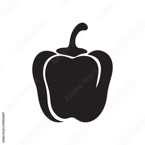 Fresh Bell Pepper or Capsicum Vegetable Silhouette Icon Design