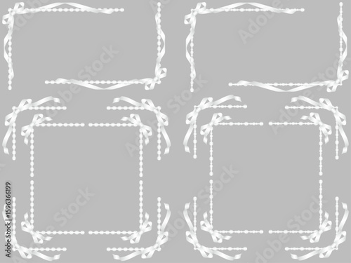リボン、ビーズF2、m6白B