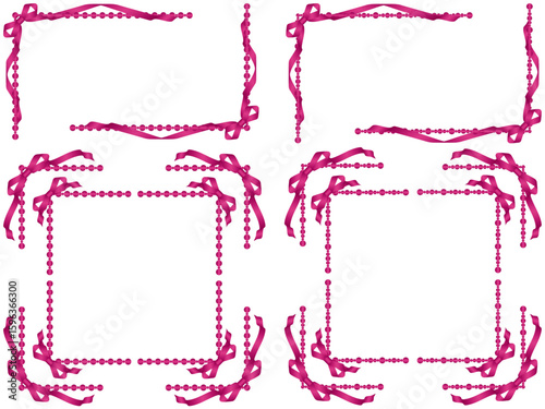 リボン、ビーズF2、m12マゼンタ