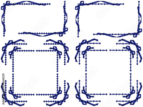 リボン、ビーズF2、m14紺