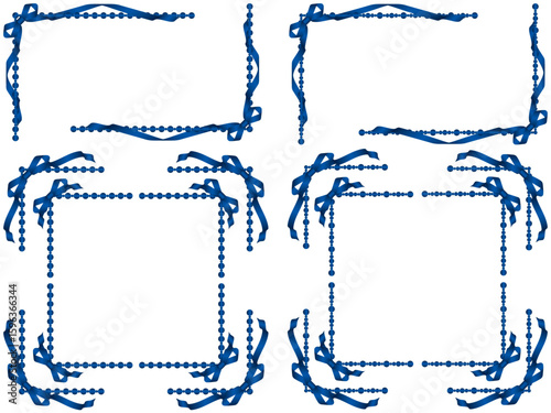 リボン、ビーズF2、m15青