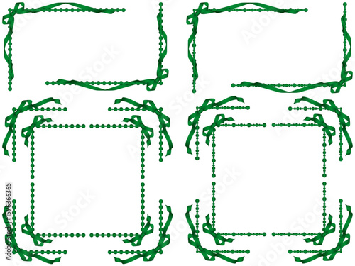 リボン、ビーズF2、m17緑