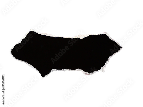 Fototapeta Naklejka Na Ścianę i Meble -  Pieces of torn or cut black paper, design elements isolated on transparent background.