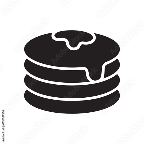 Delicious Stack of Pancakes with Butter and Syrup Icon Silhouette