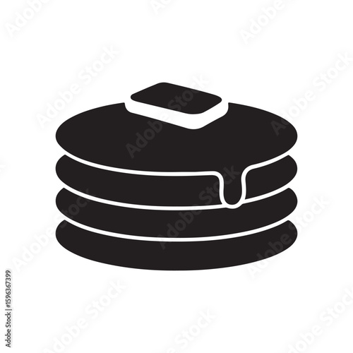 Delicious Stack of Pancakes with Butter and Syrup Icon Silhouette