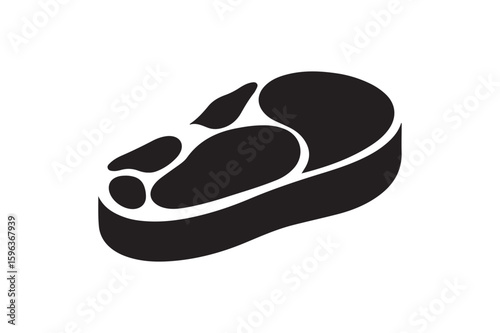 Premium Quality Black Silhouette Steak Cut Meat Icon Design
